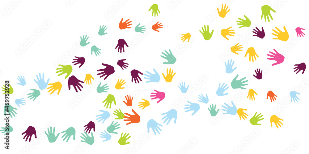 Colorful kids handprints preschool education concept vector