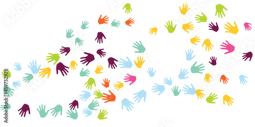 Colorful kids handprints preschool education concept vector