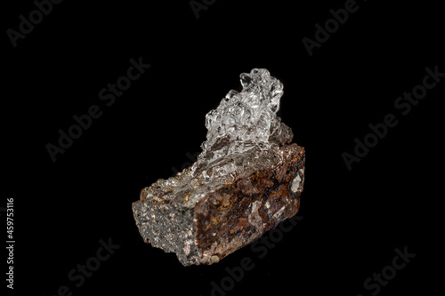 Macro Hyalite mineral stone on a black background