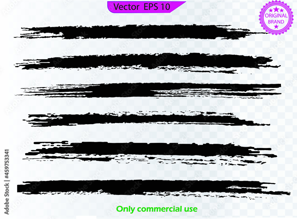 Black ink line, grunge brush strokes, ink paint set, EPS 10. clip art, Paint splatter Paint stroke. Only commercial use	
