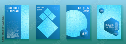World Oceans Day brochure cover templates vector set.
