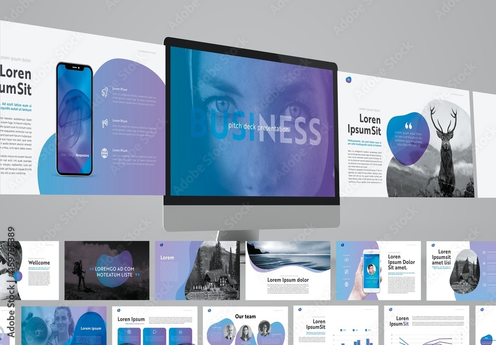 Gradient Forms Style Pitch Deck Layout Stock Template | Adobe Stock