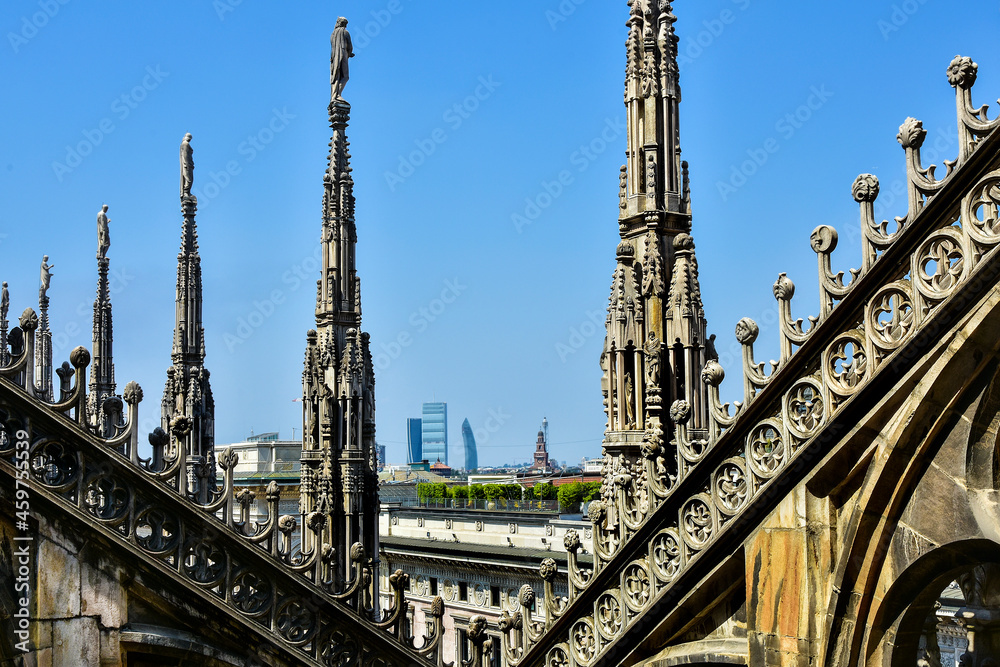 beautiful view from the roof of the cathedral of Milan, Italy 