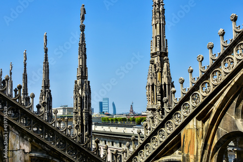 beautiful view from the roof of the cathedral of Milan, Italy 