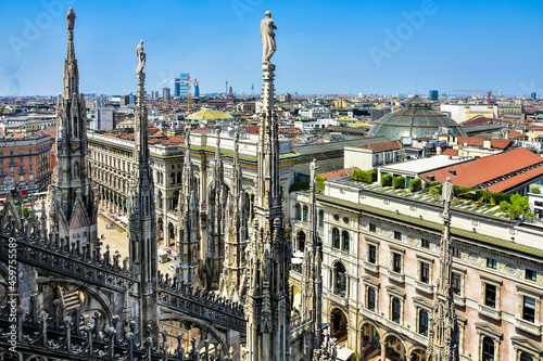 beautiful view from the roof of the cathedral of milan, italy 