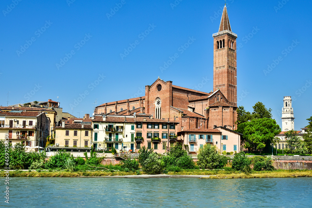 river and beautiful architecture of Verona, Italy