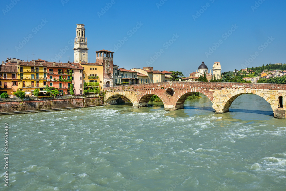 bridge over the river, beautiful view of Verona, Italy