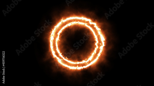 Geometric Minimalistic Background - Circle illustration with fire FX for scifi images and texts