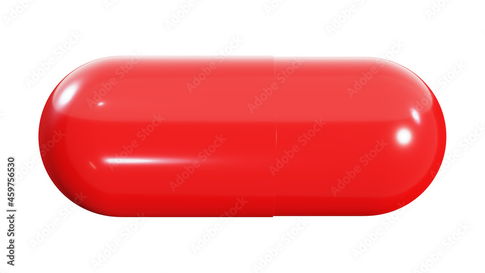 Realistic 3D illustration of the red  pill isolated on white
