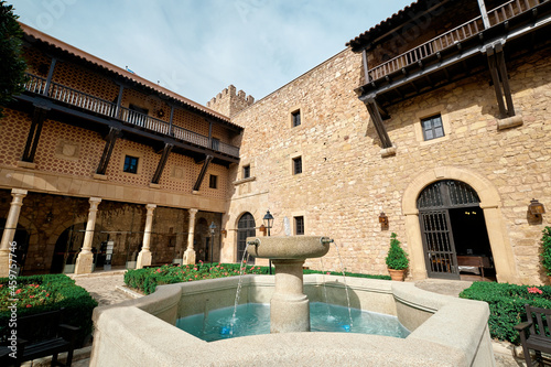 Sigüenza, Guadalajara, Spain, September 11, 2021 Sigüenza castle fountain