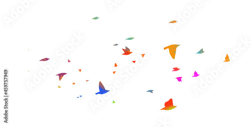 Colorful flying birds. Birds migrating to the south. Vector illustration