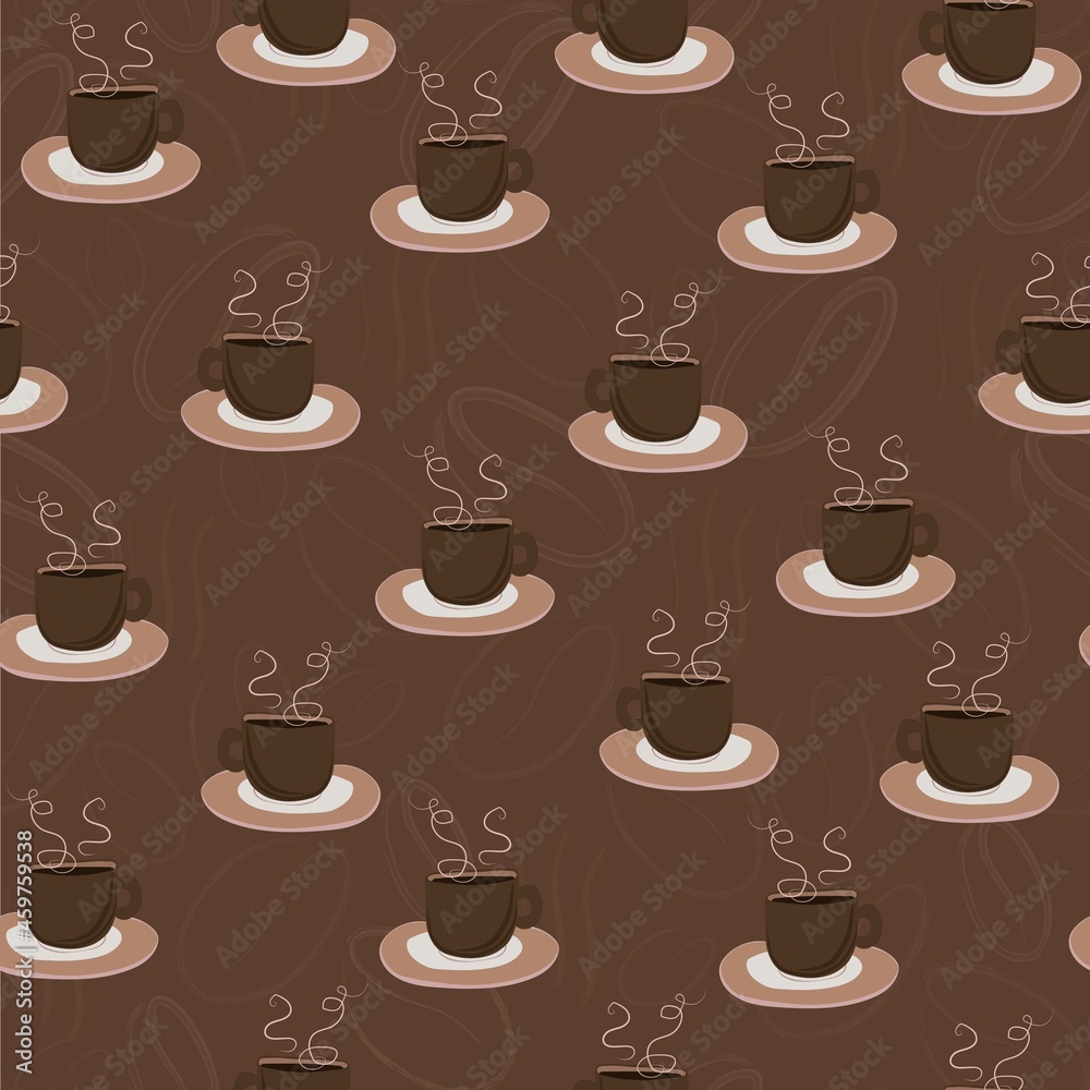 simple pattern with coffee cups in brown color, aromatic coffee pattern simple pattern with coffee cups in brown color, aromatic coffee pattern