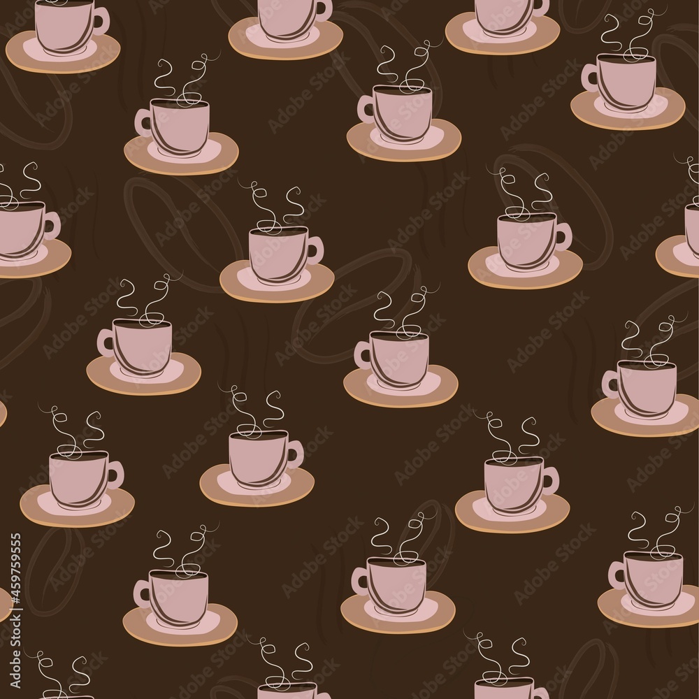 simple pattern with coffee cups in brown color, aromatic coffee pattern simple pattern with coffee cups in brown color, aromatic coffee pattern