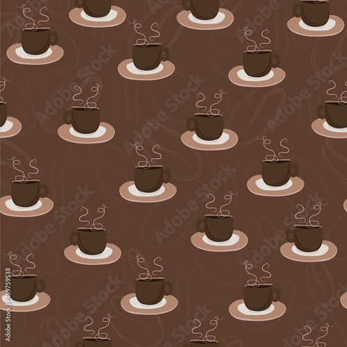 simple pattern with coffee cups in brown color, aromatic coffee pattern © Olga Mykovych