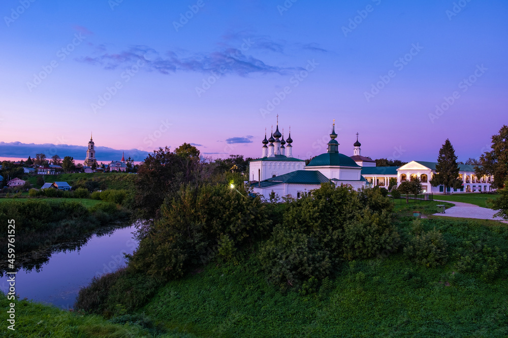 Beautiful evening landscape in the ancient Russian city of Suzdal.