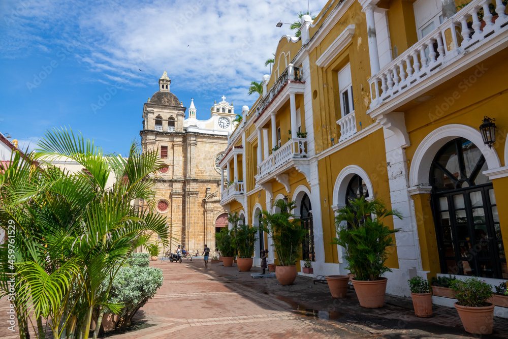 View of the San Pedro Claver sanctuary in the walled city (Ciudad Amurallada) of Cartagena de Indias, Colombia