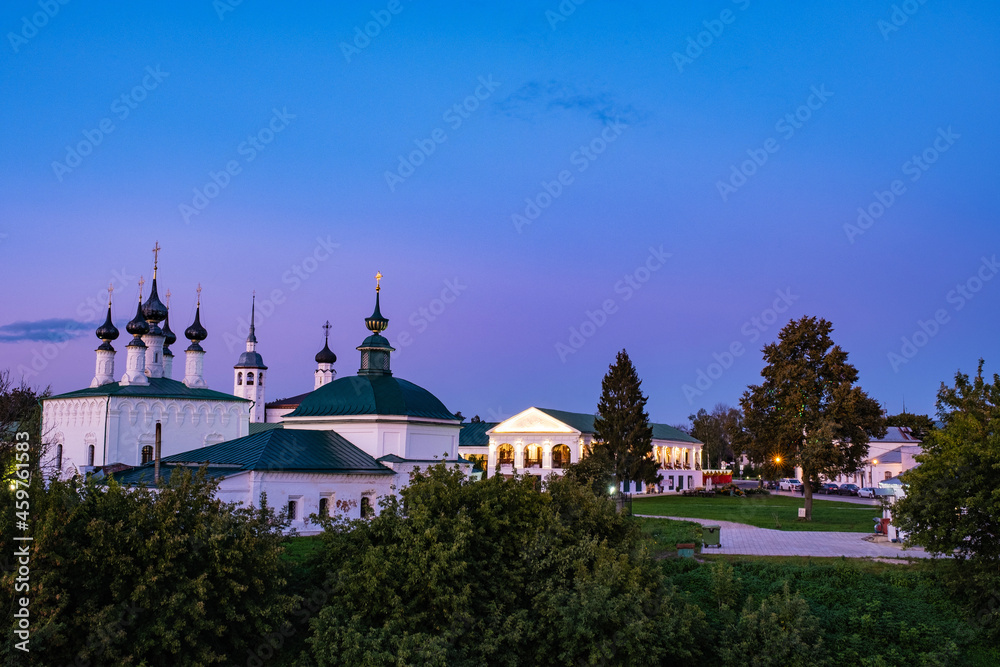 Beautiful evening landscape in the ancient Russian city of Suzdal.