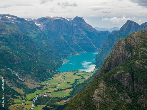 Wallpaper Mural Views of peaks and Oldevatnet lake from Kattanakken, Jostedalsbreen National Park, Norway. Torontodigital.ca