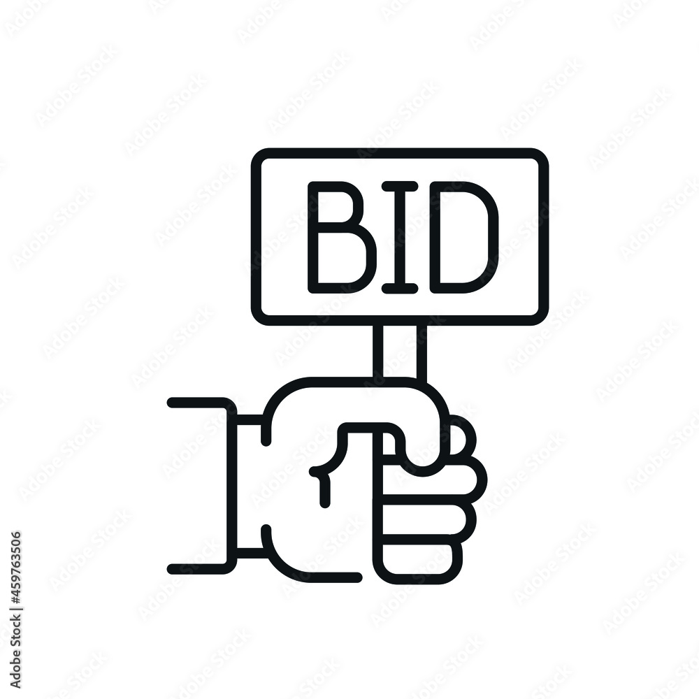 Auction bid linear icon. Thin line customizable illustration. Vector isolated outline drawing. Editable stroke Auction bid linear icon. Thin line customizable illustration. Vector isolated outline drawing. Editable stroke