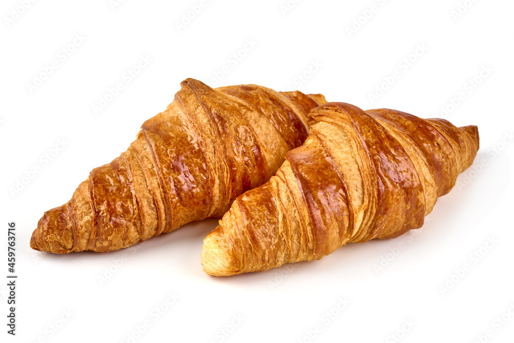 Freshly baked croissants, isolated on white background. Freshly baked croissants, isolated on white background.