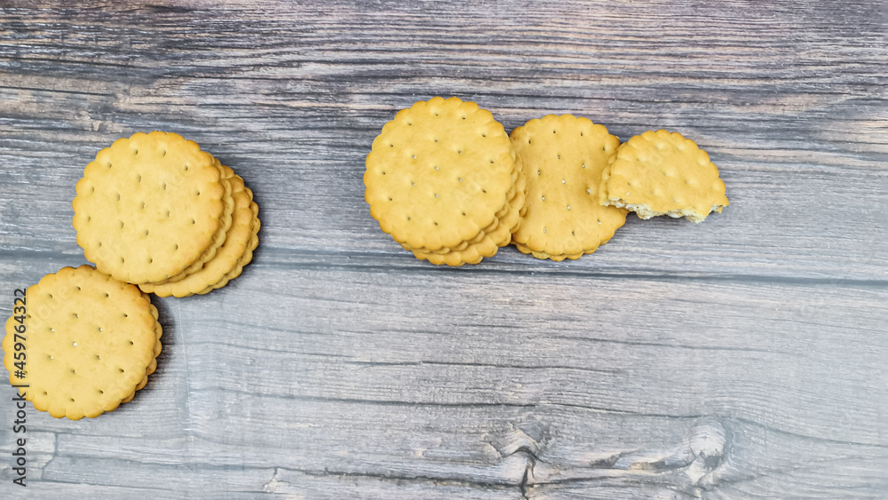 The Natural biscuits close-up. Delicious cookies in the close-up