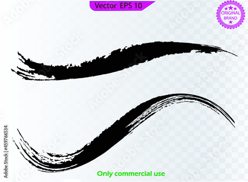 Black ink line, grunge brush strokes, ink paint set, EPS 10. clip art, Paint splatter Paint stroke. Only commercial use	
