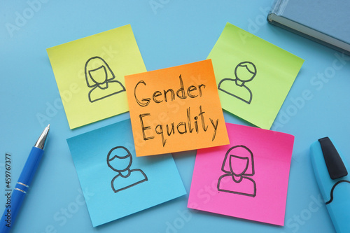 Gender Equality is shown on the business photo using the text