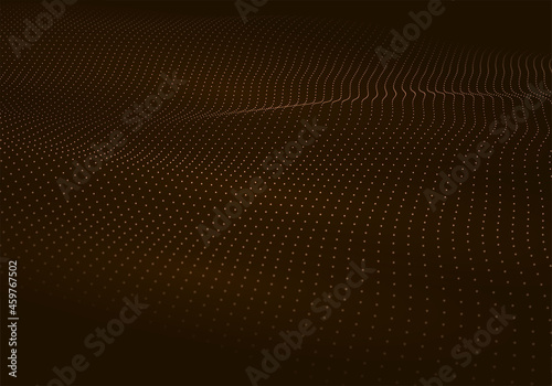 Abstract digital wave of particles. Network connection structure. Futuristic point wave. Large amount of data. Abstract background. Vector