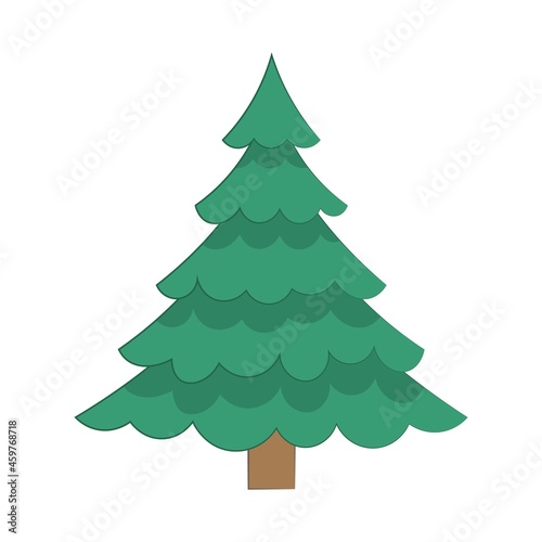 christmas tree without gifts on white background. Pine. conifer tree.