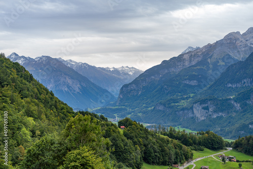 Bernese Oberland and its alps from the Br  nig Pass  Switzerland
