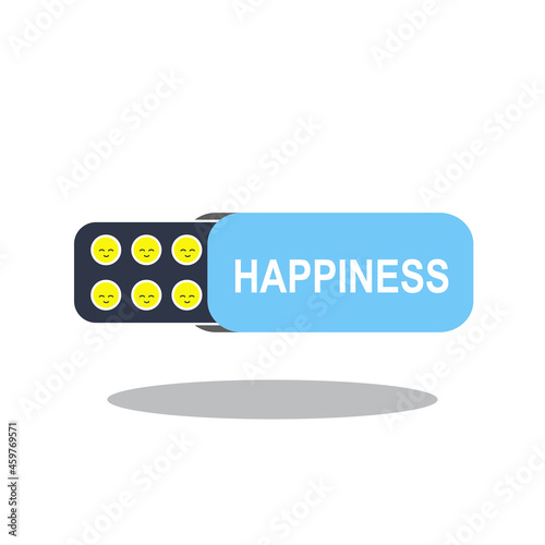 Antidepressant pills icon. Happiness tablets, medicine symbol