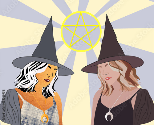 halloween witch. Coven. Halloween party. Halloween card
