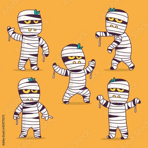 hand drawn halloween mummies collection vector design illustration