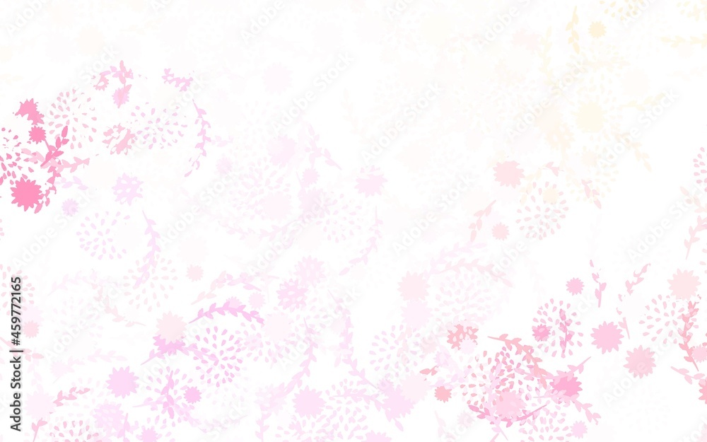 Light Pink, Yellow vector abstract backdrop with flowers, roses.