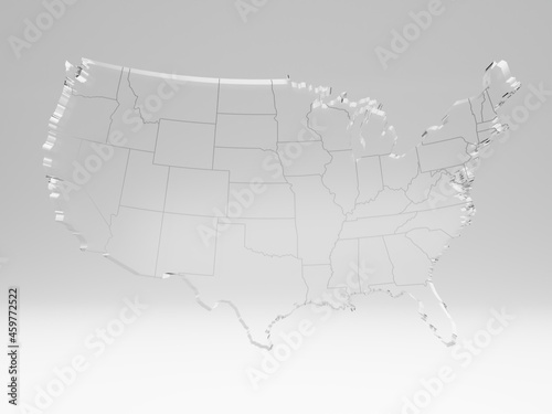 USA map crystal transparent with states