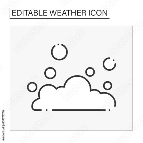 Dust storm line icon. Wind raises dust in the desert. Bad weather for walking. Windy forecast. Weather concept. Isolated vector illustration. Editable stroke