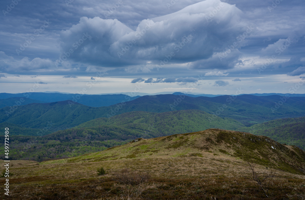 A large cloud found during hiking on the trail between Rozsypaniec and Halicz in Bieszczady Mountains, Poland. 