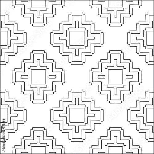 Vector pattern with symmetrical elements . Repeating geometric tiles from striped elements.Monochrome stylish texture.Black and white patterns for wallpapers and backgrounds. 