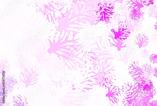 Light Purple, Pink vector doodle template with branches.