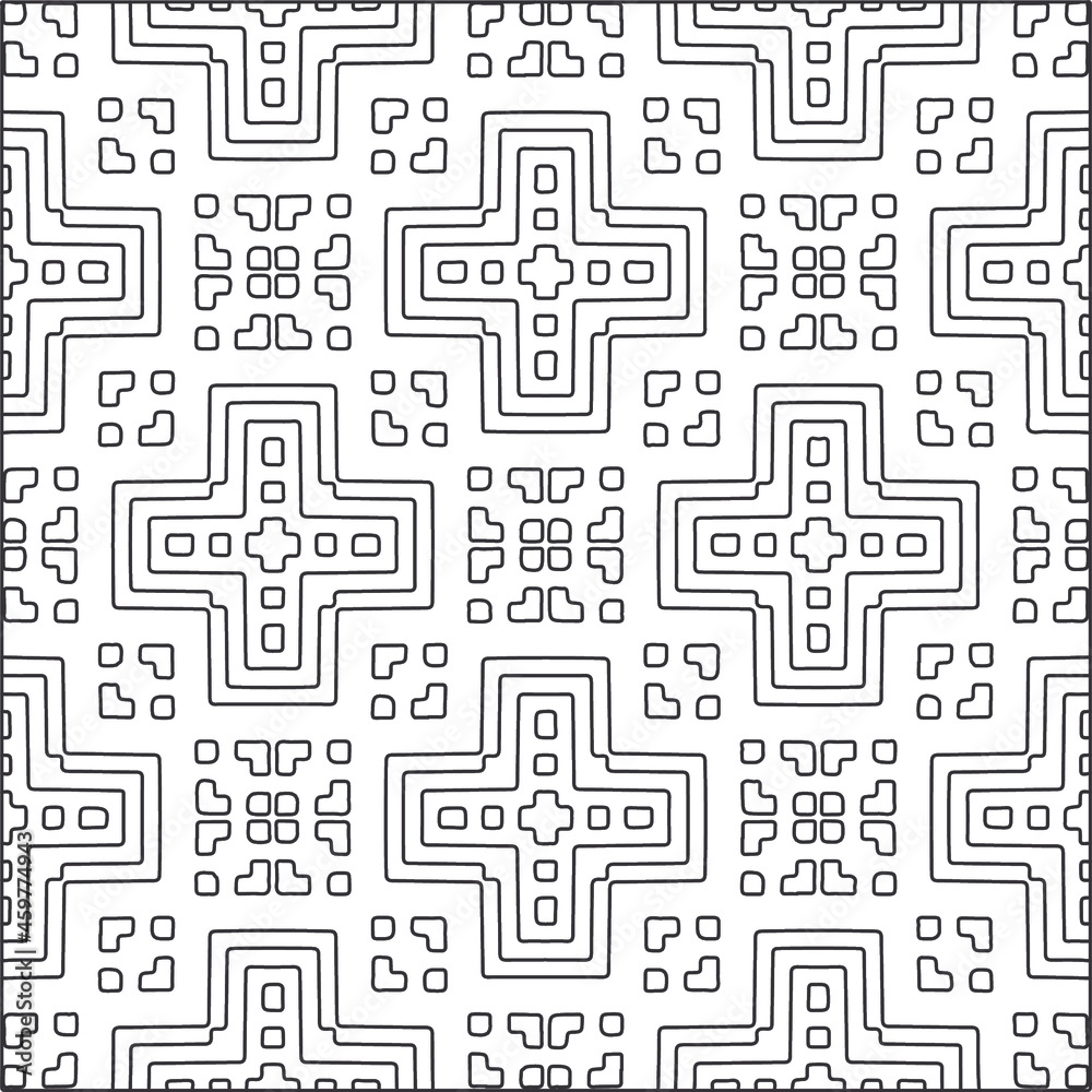 
Vector pattern with symmetrical elements . Repeating geometric tiles from striped elements.