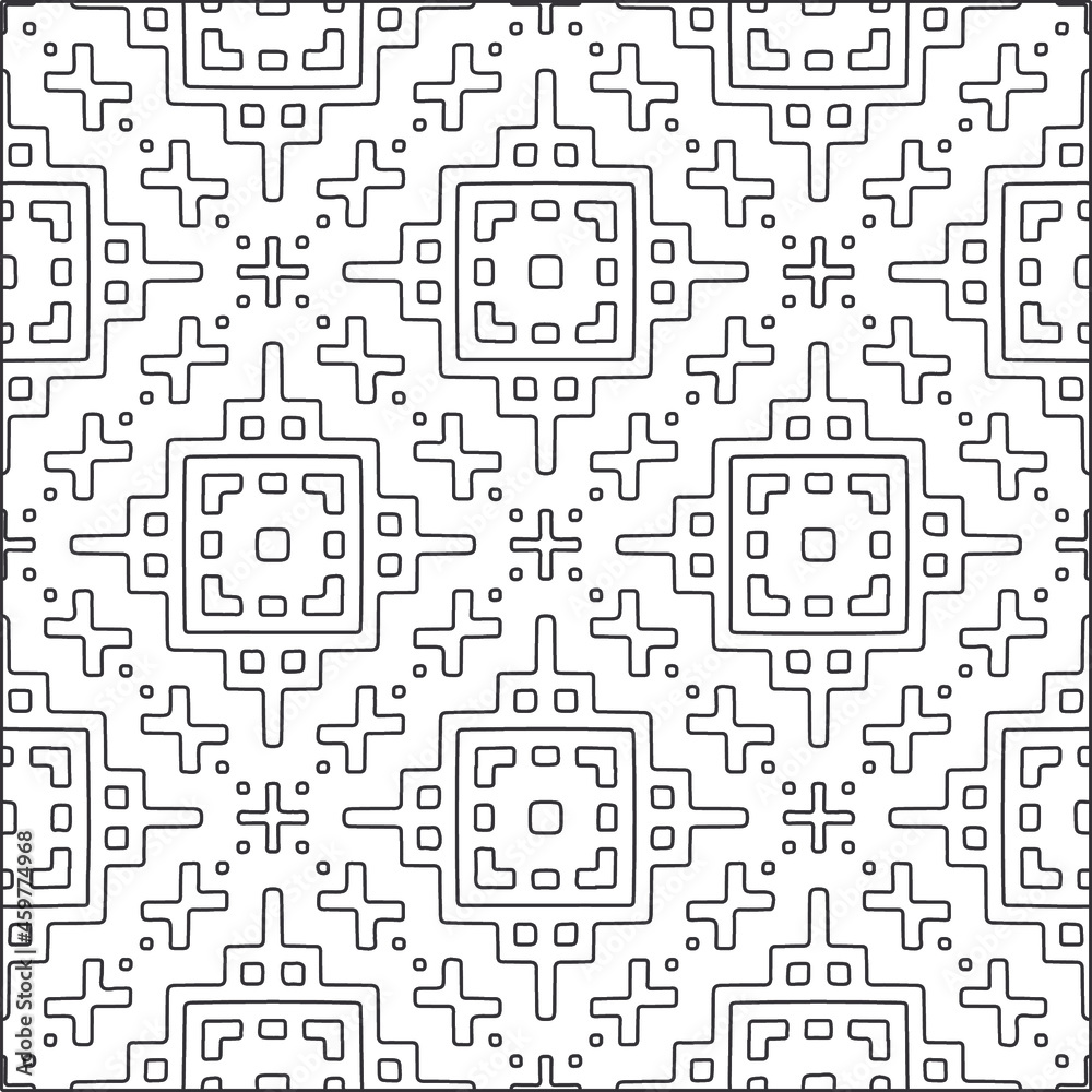 
Vector pattern with symmetrical elements . Repeating geometric tiles from striped elements.