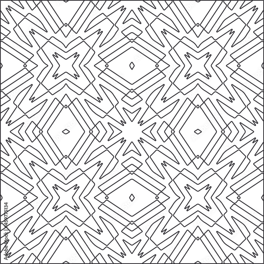 Vector pattern with symmetrical elements . Repeating geometric tiles from striped elements.
Vector pattern with symmetrical elements . Repeating geometric tiles from striped elements.