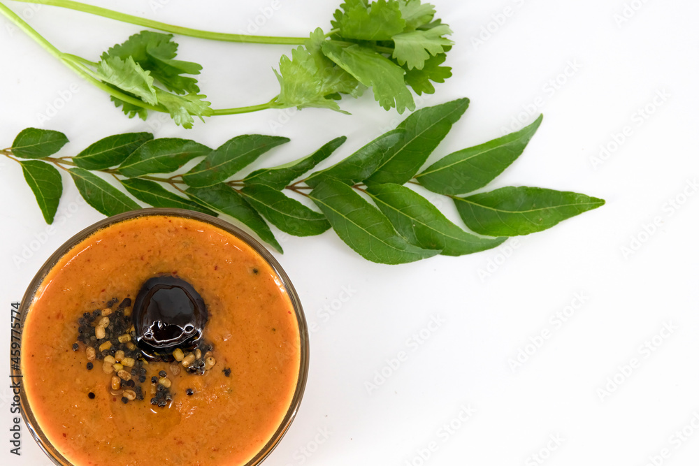 Fresh made Chutney , spicy red chutney, which is served with Indian