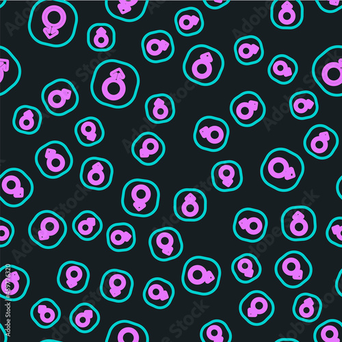 Line Mars symbol icon isolated seamless pattern on black background. Astrology, numerology, horoscope, astronomy. Vector