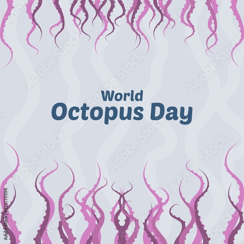 World Octopus Day on Blue Background, International Octopus Day, social media post, October 8th, World Octopus Day celebrates.