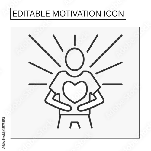 Emotional state line icon. Calming and emotions control for achieving goals. Motivation concept. Isolated vector illustration. Editable stroke