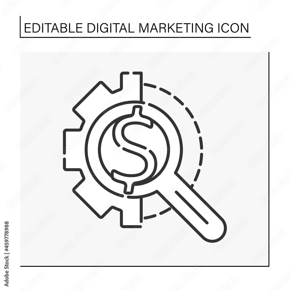  Search engine marketing line icon. Digital strategy. Increase visibility of websites in search engine results pages. Digital marketing concept. Isolated vector illustration. Editable stroke