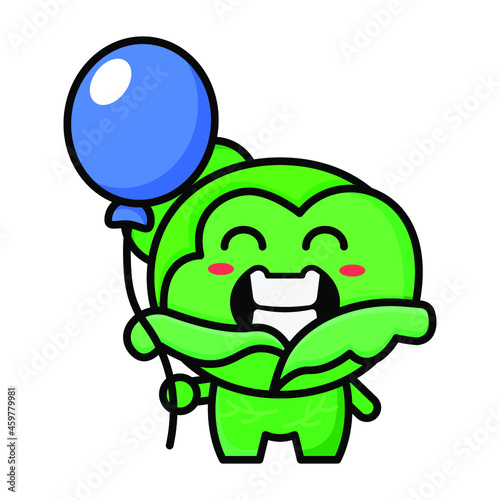 Wallpaper Mural cute cabbage holding balloon icon illustration vector graphic Torontodigital.ca