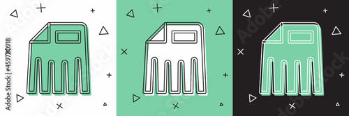 Set Paper shredder confidential and private document office information protection icon isolated on white and green, black background. Vector