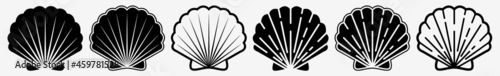 Shell Icon Scallop Seashell Set | Shells Icon Seashells Vector Illustration Logo | Sea Shell-Icon Isolated Sea-Shell Collection